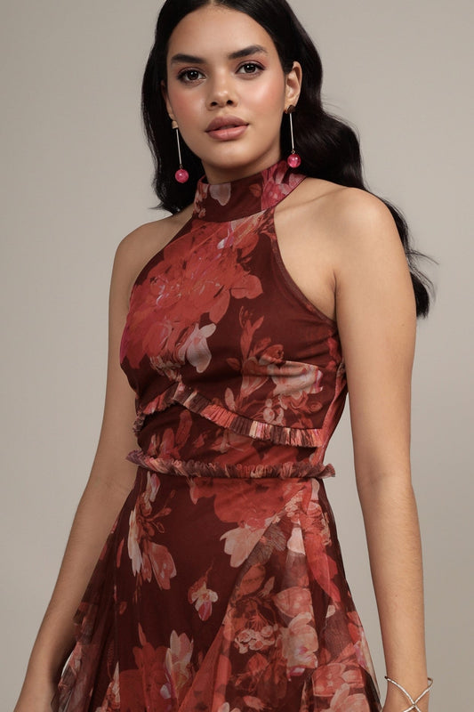 Marilyn Maxi in Deep Red Floral