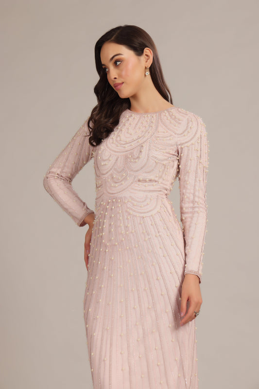 Mabel Embellished Maxi Dress in Powder Pink