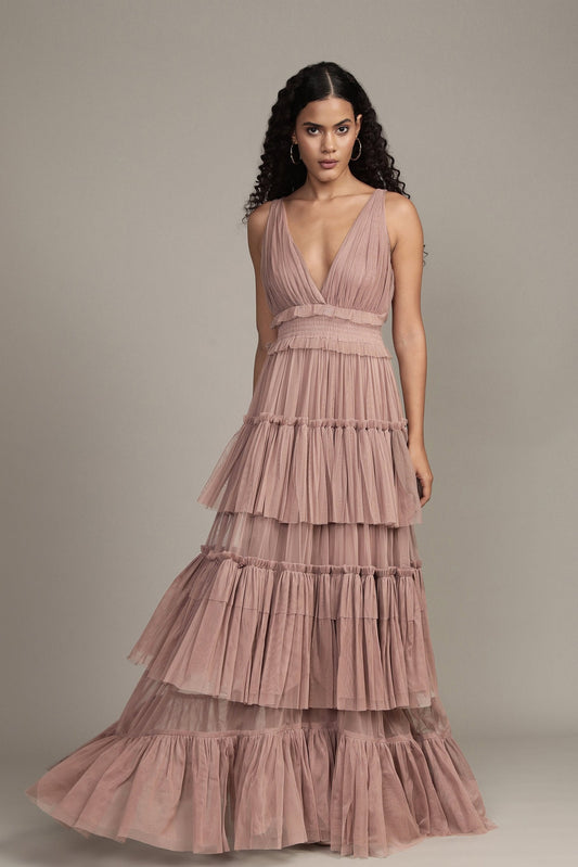 Luna Maxi Dress in Taupe