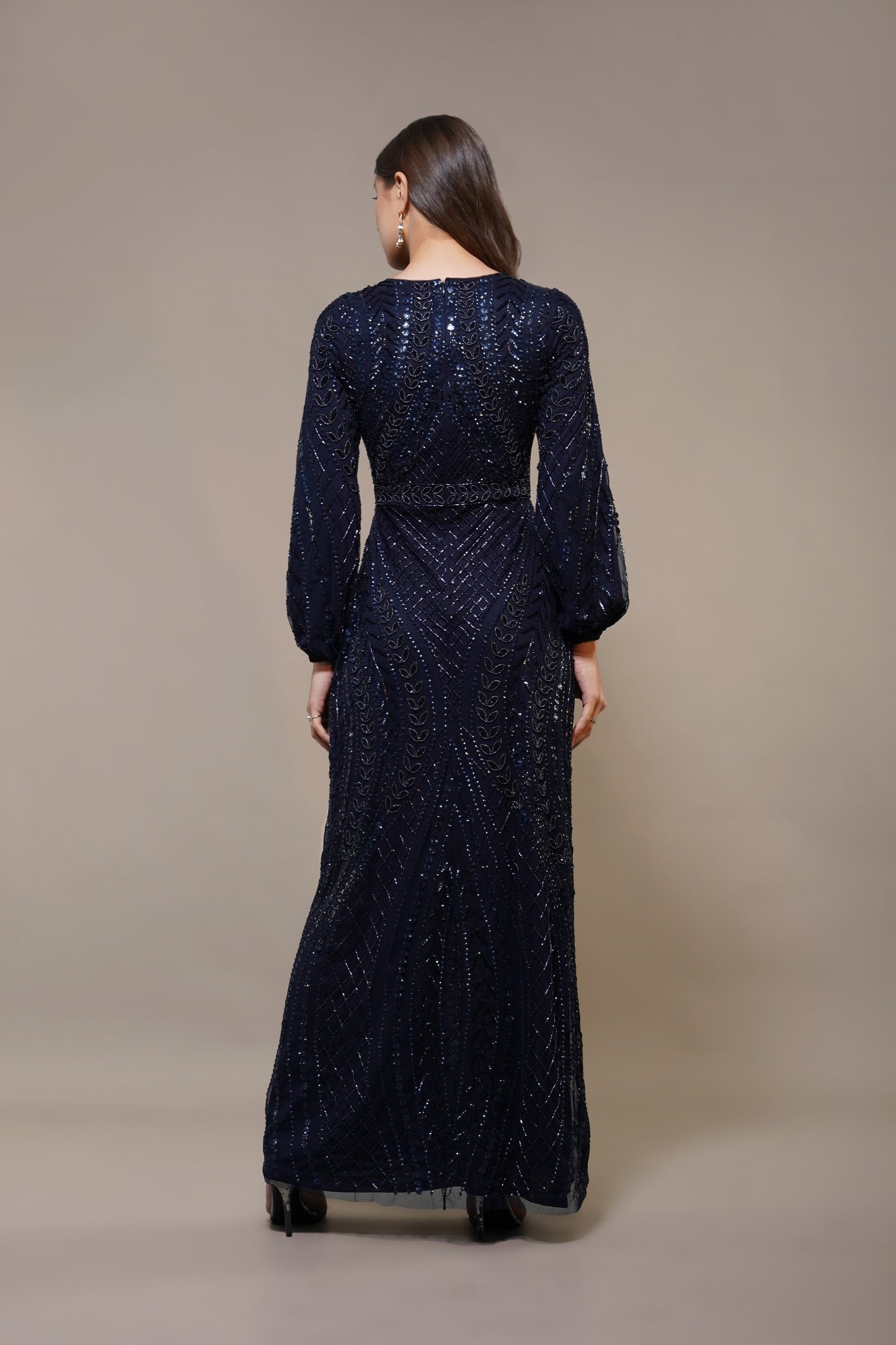 Acacia Embellished Maxi Dress in Navy