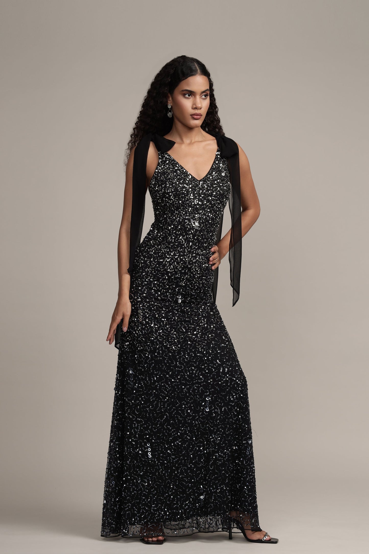 Dream Embellished Maxi Dress in Black