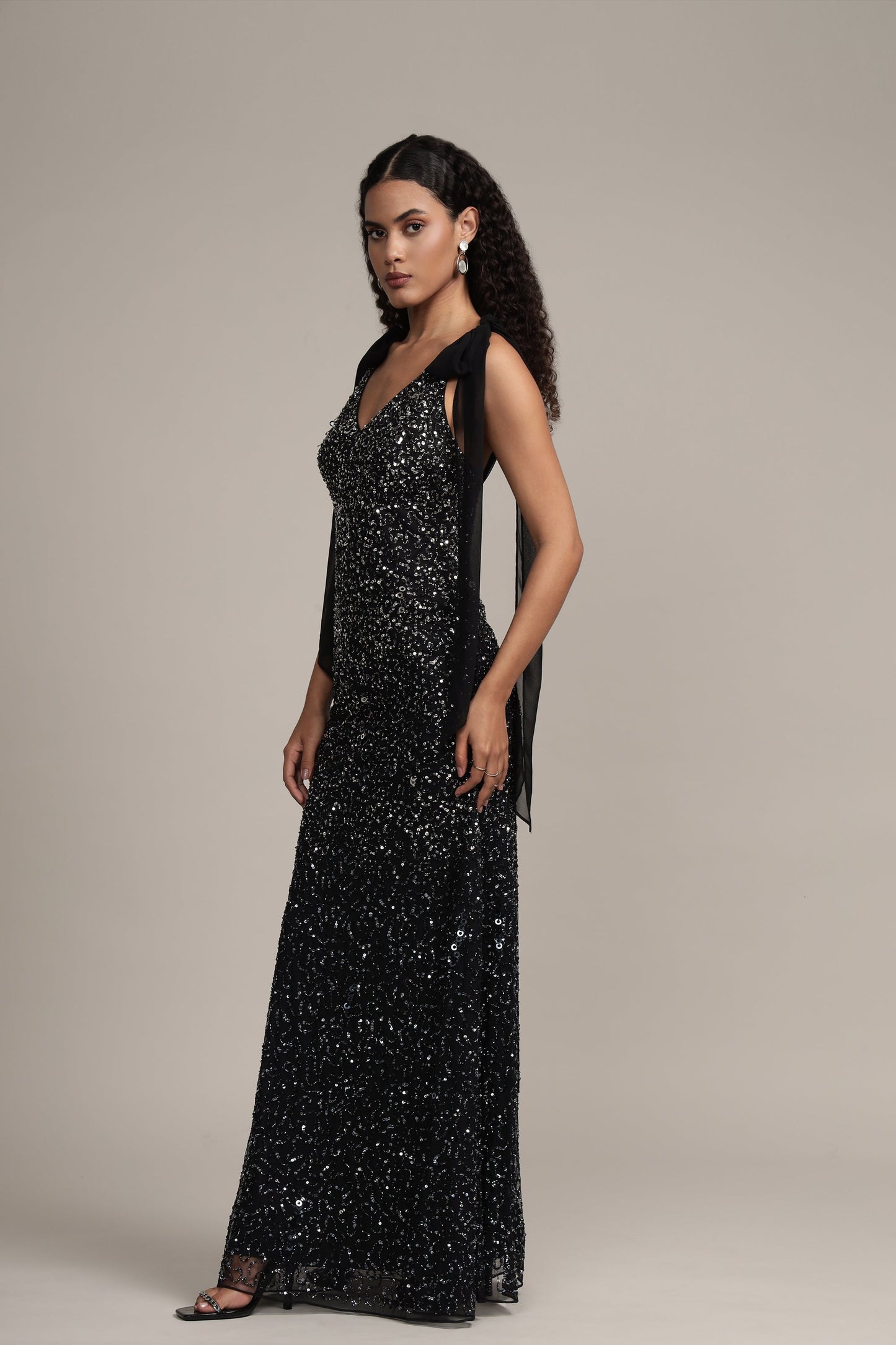 Dream Embellished Maxi Dress in Black