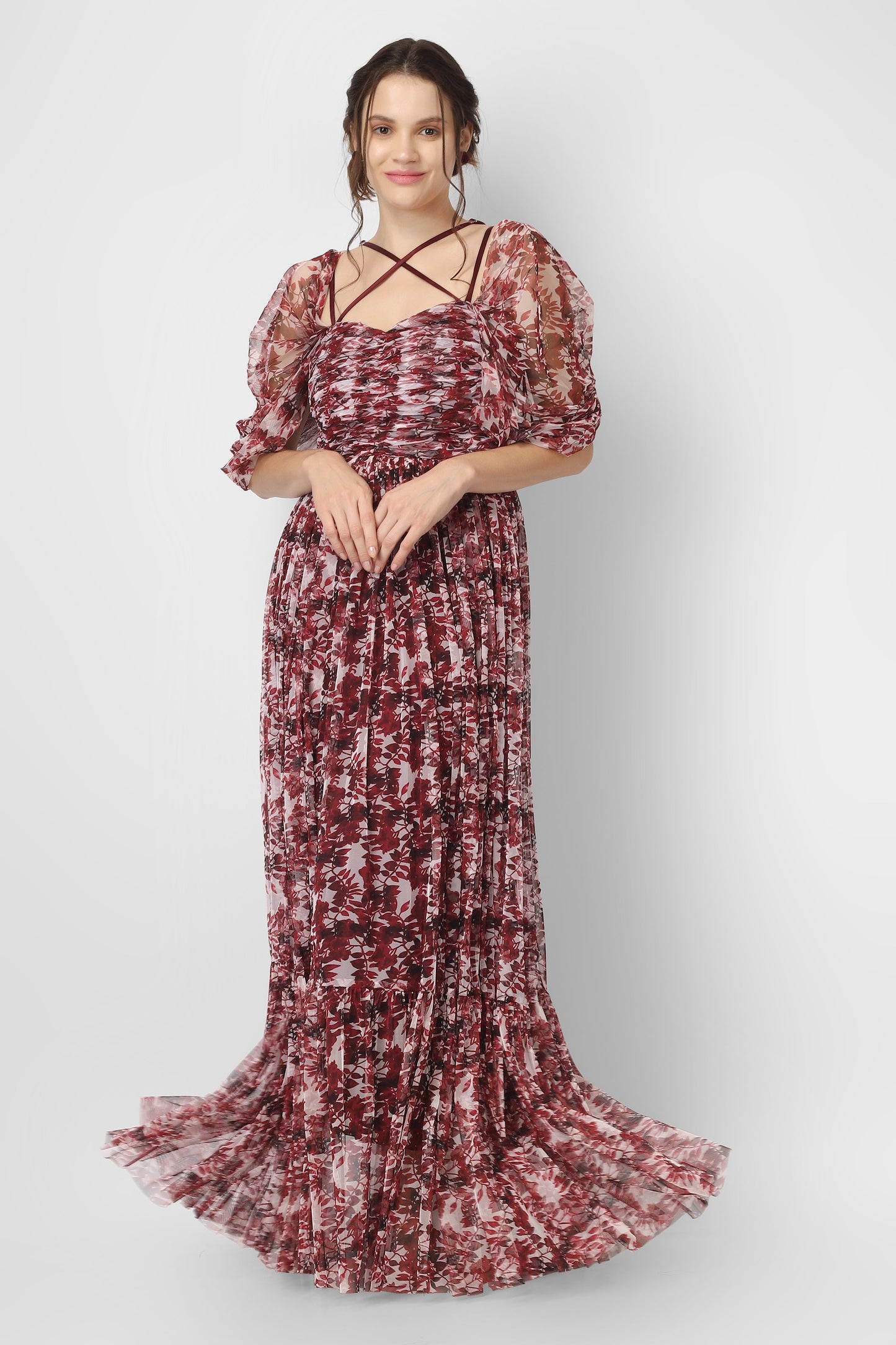 Alicia Maxi in Burgundy Print