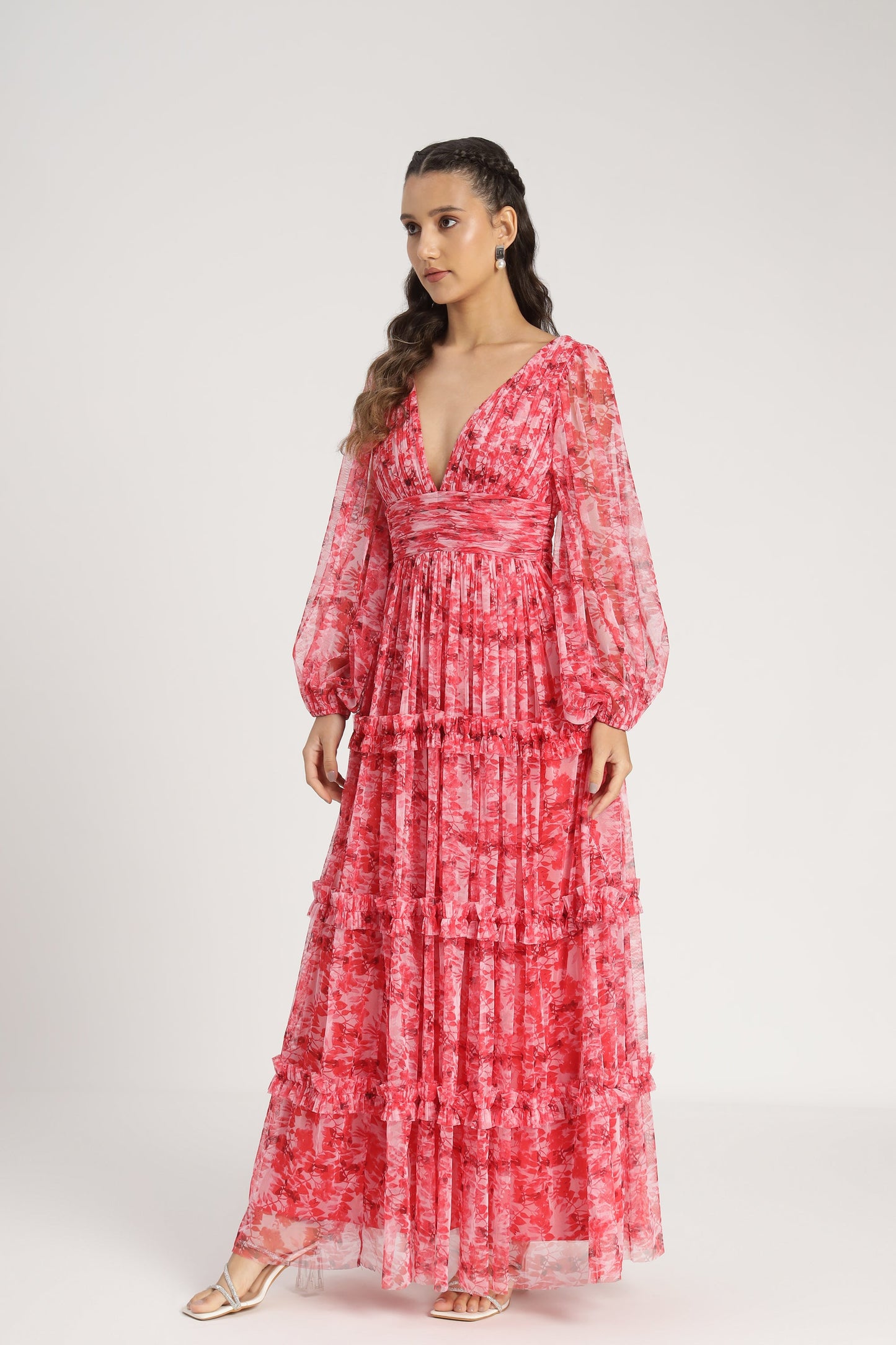 Lydia Maxi Dress in Red Floral