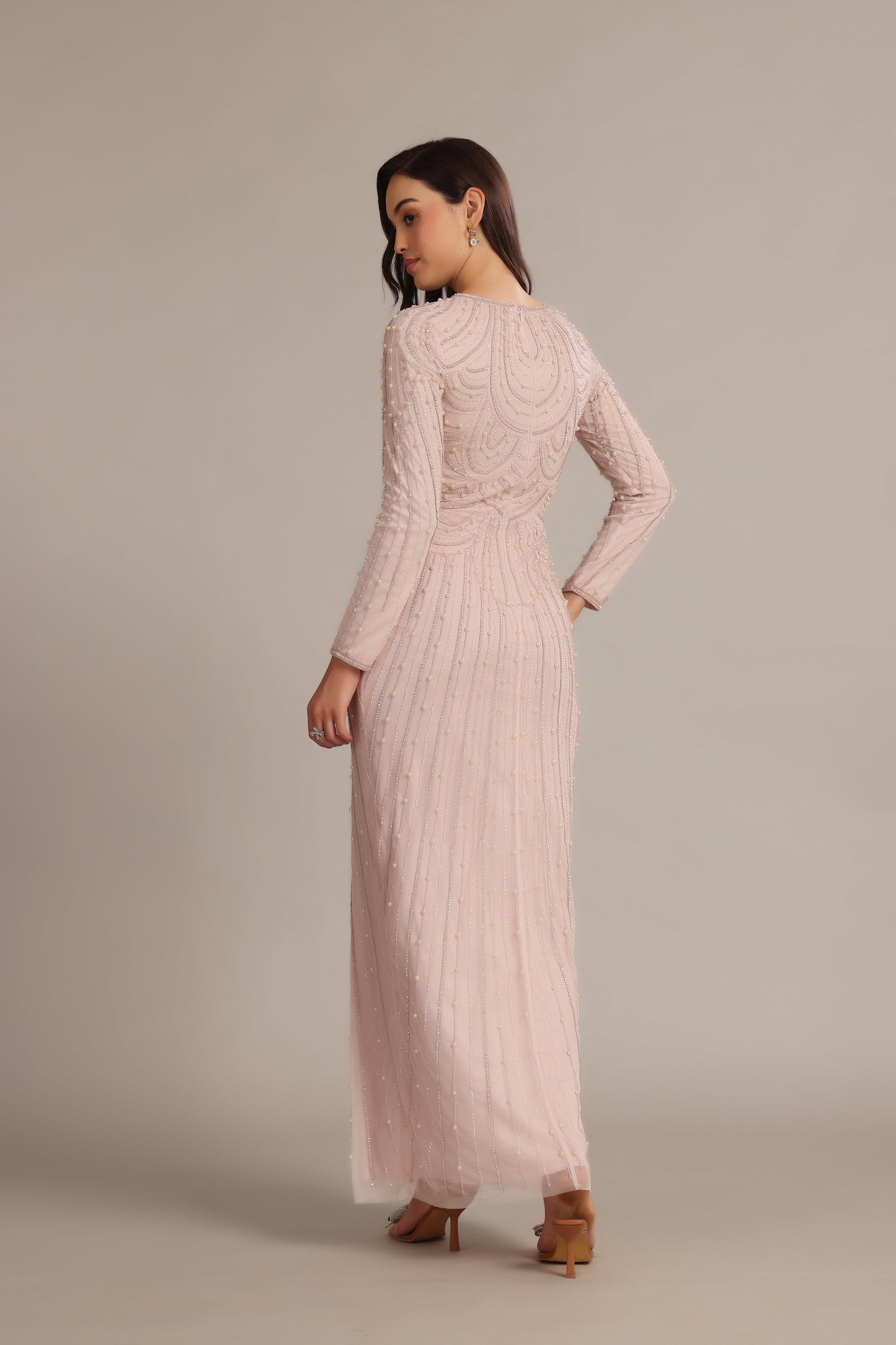 Mabel Embellished Maxi Dress in Powder Pink