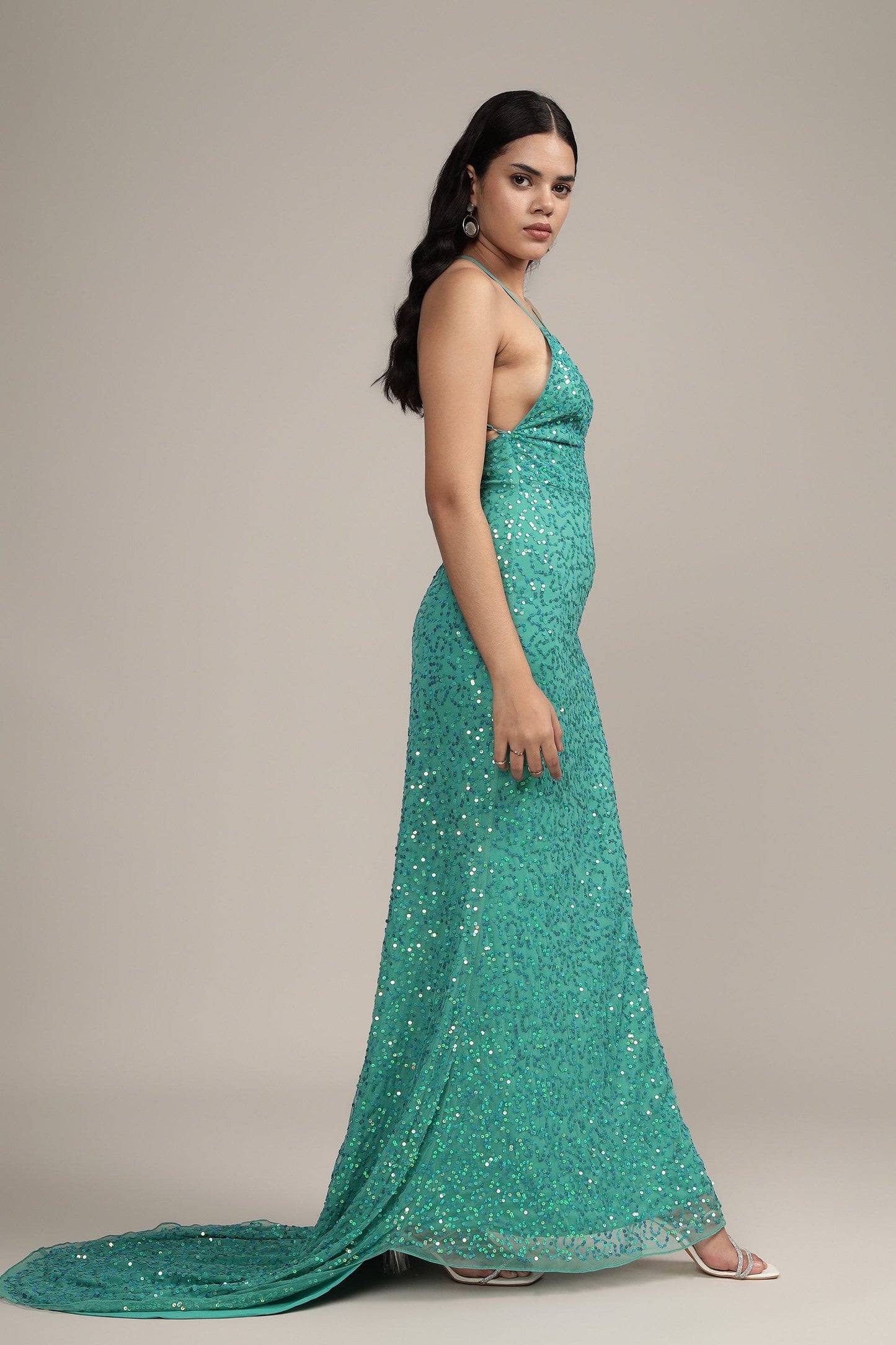 Silvana Embellished Maxi Dress in Teal