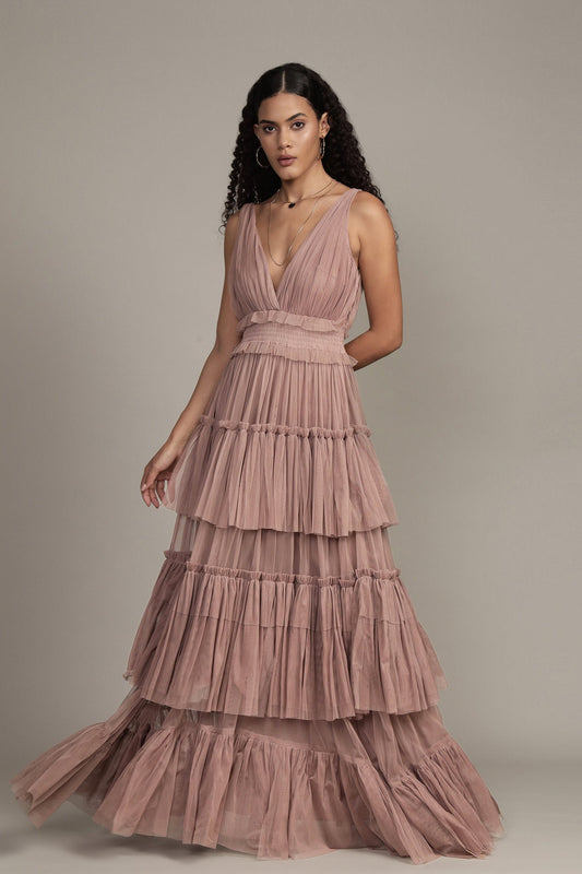 Luna Maxi Dress in Taupe