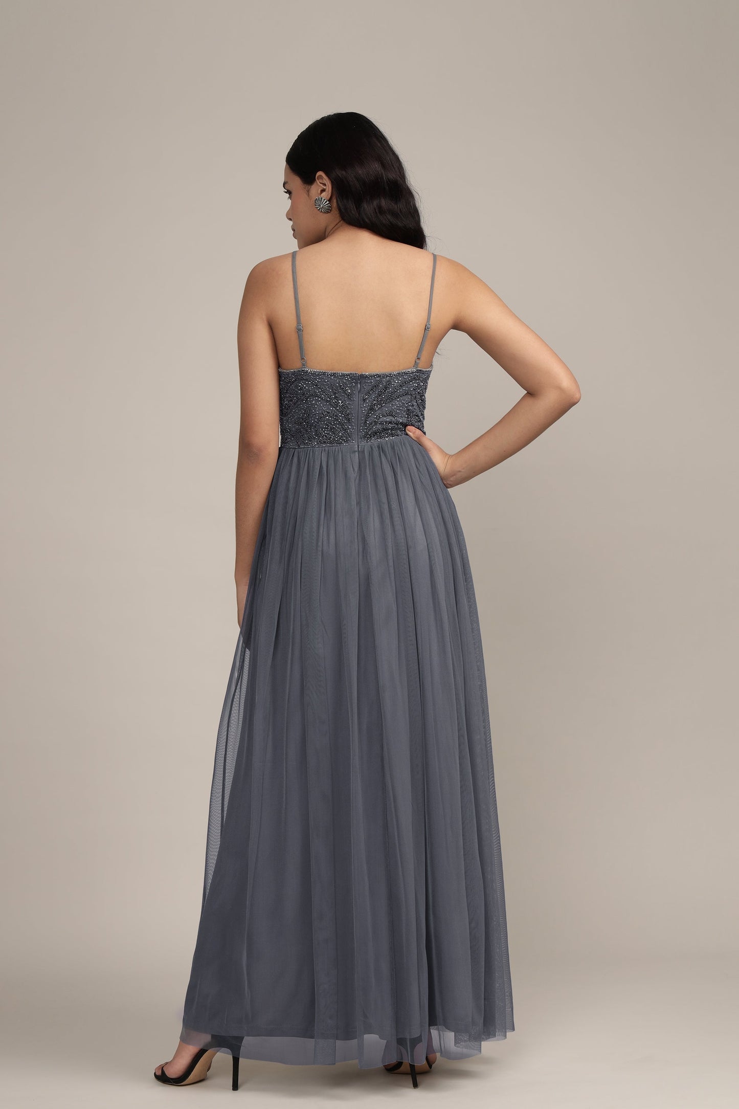Seraphina Embellished Maxi Dress in Grey
