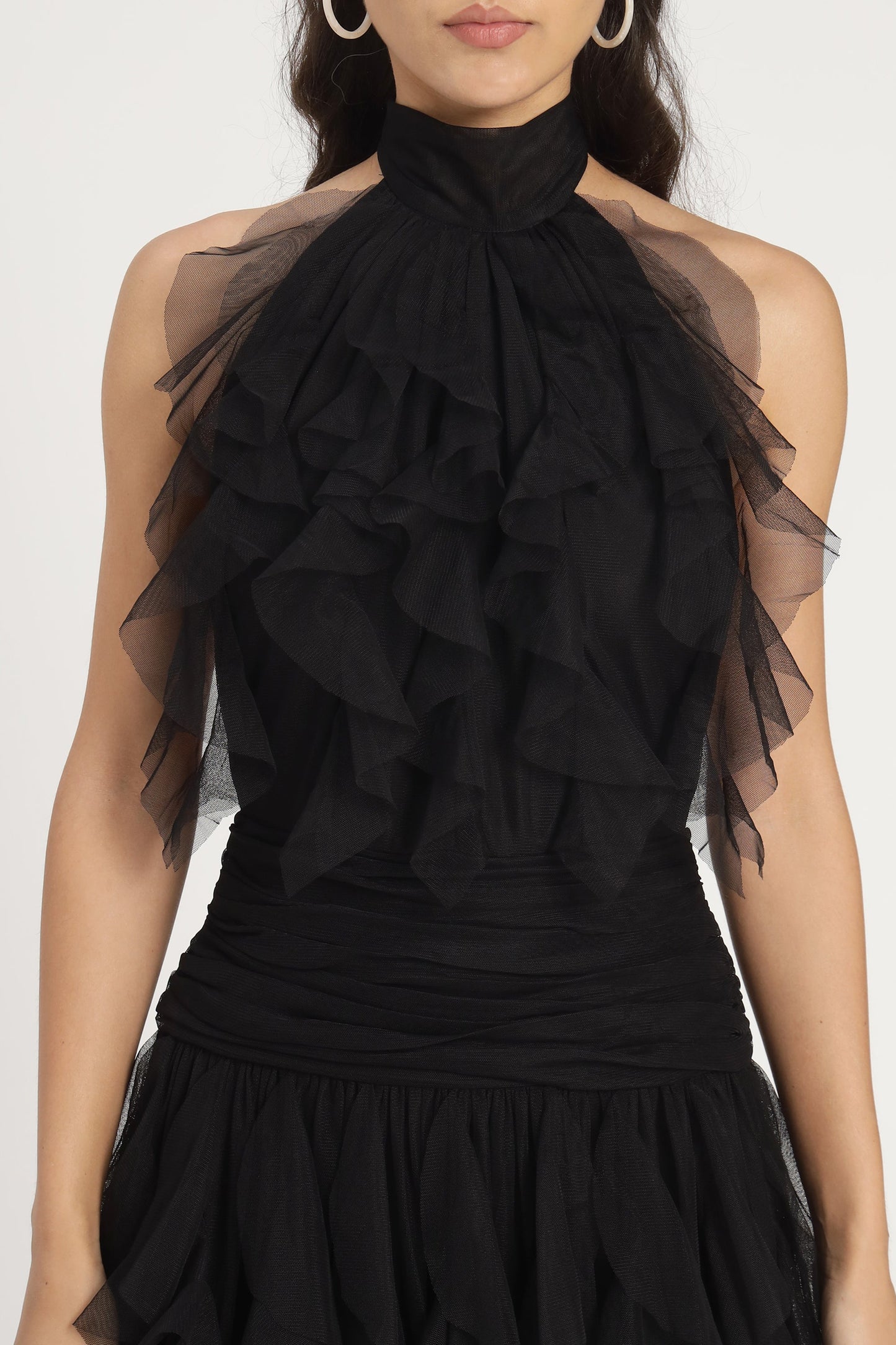 Tabitha Maxi Ruffle Dress in Black