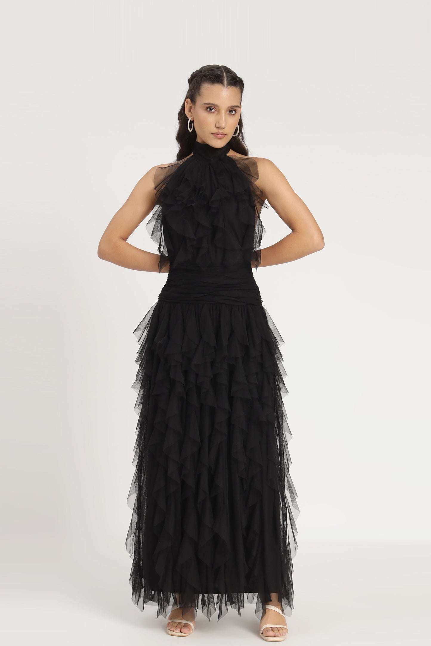 Tabitha Maxi Ruffle Dress in Black