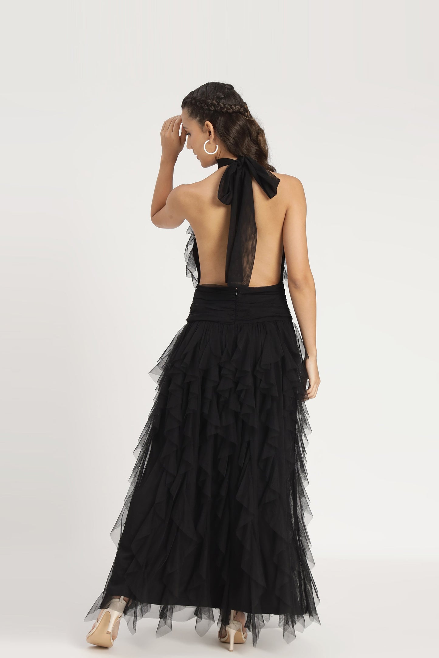 Tabitha Maxi Ruffle Dress in Black
