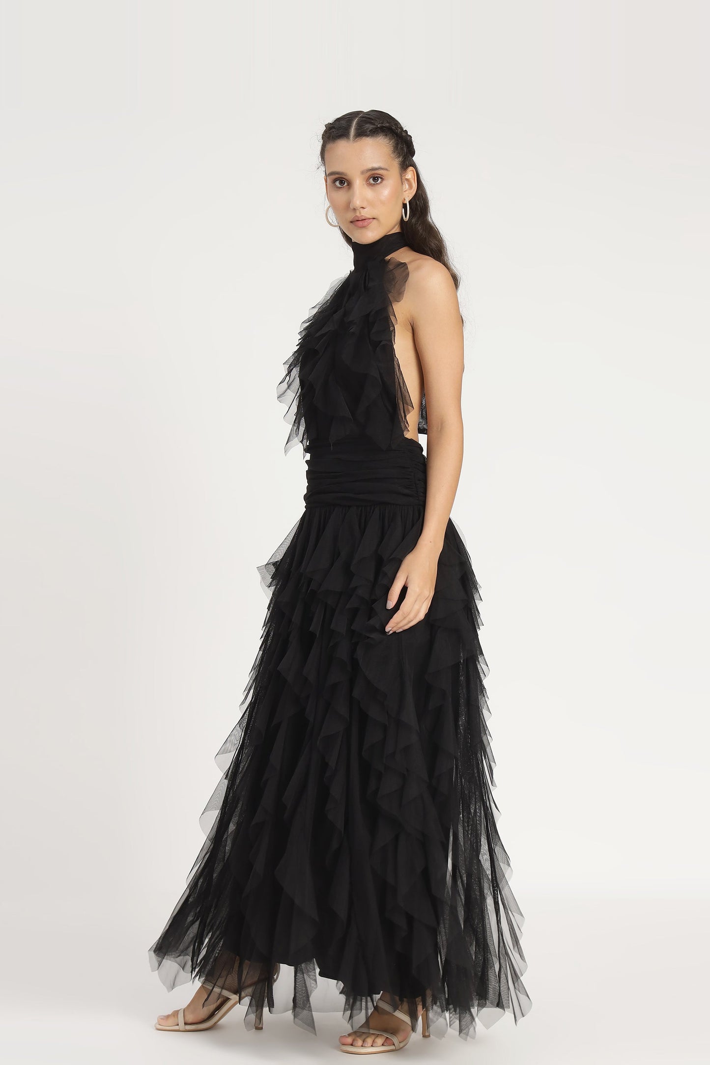 Tabitha Maxi Ruffle Dress in Black