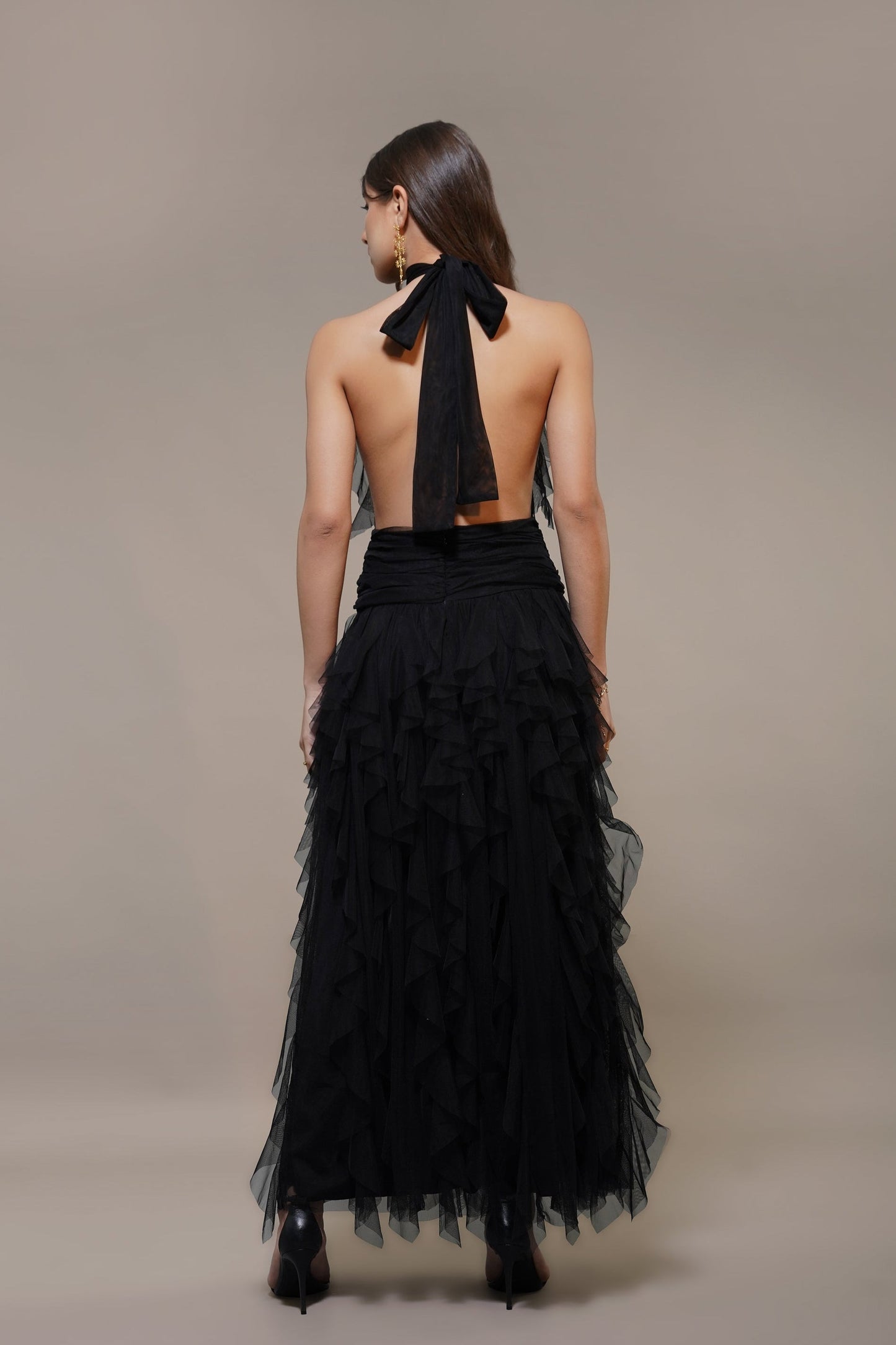 Tabitha Maxi Ruffle Dress in Black