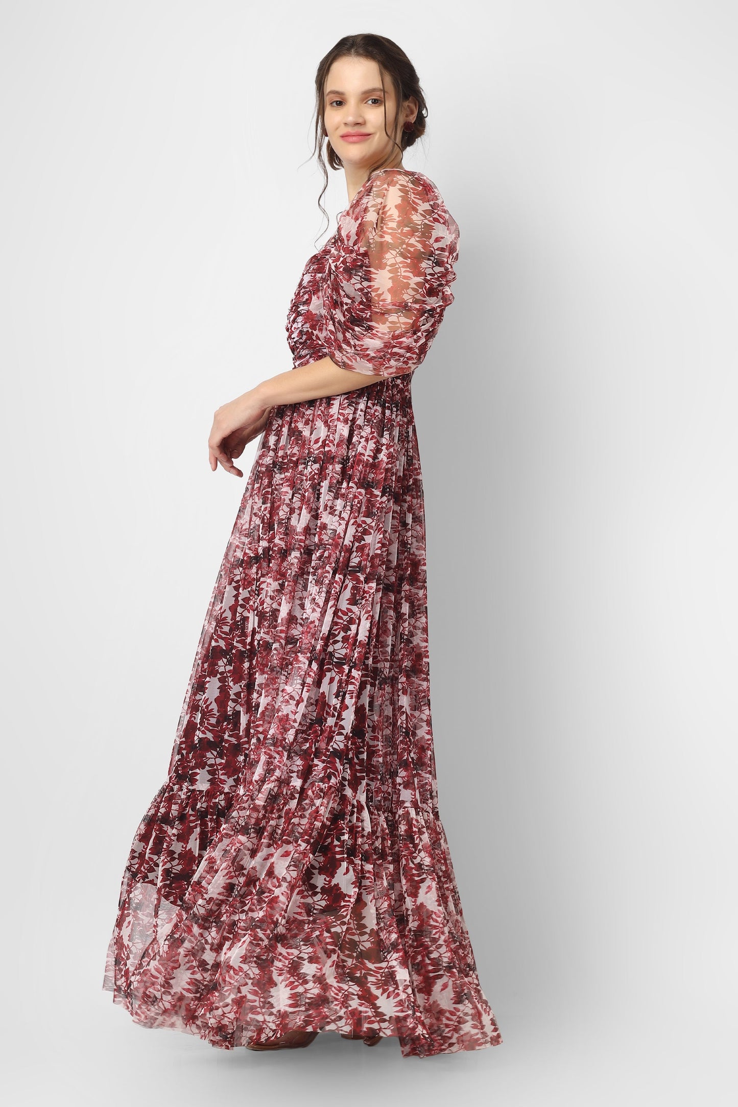 Alicia Maxi in Burgundy Print