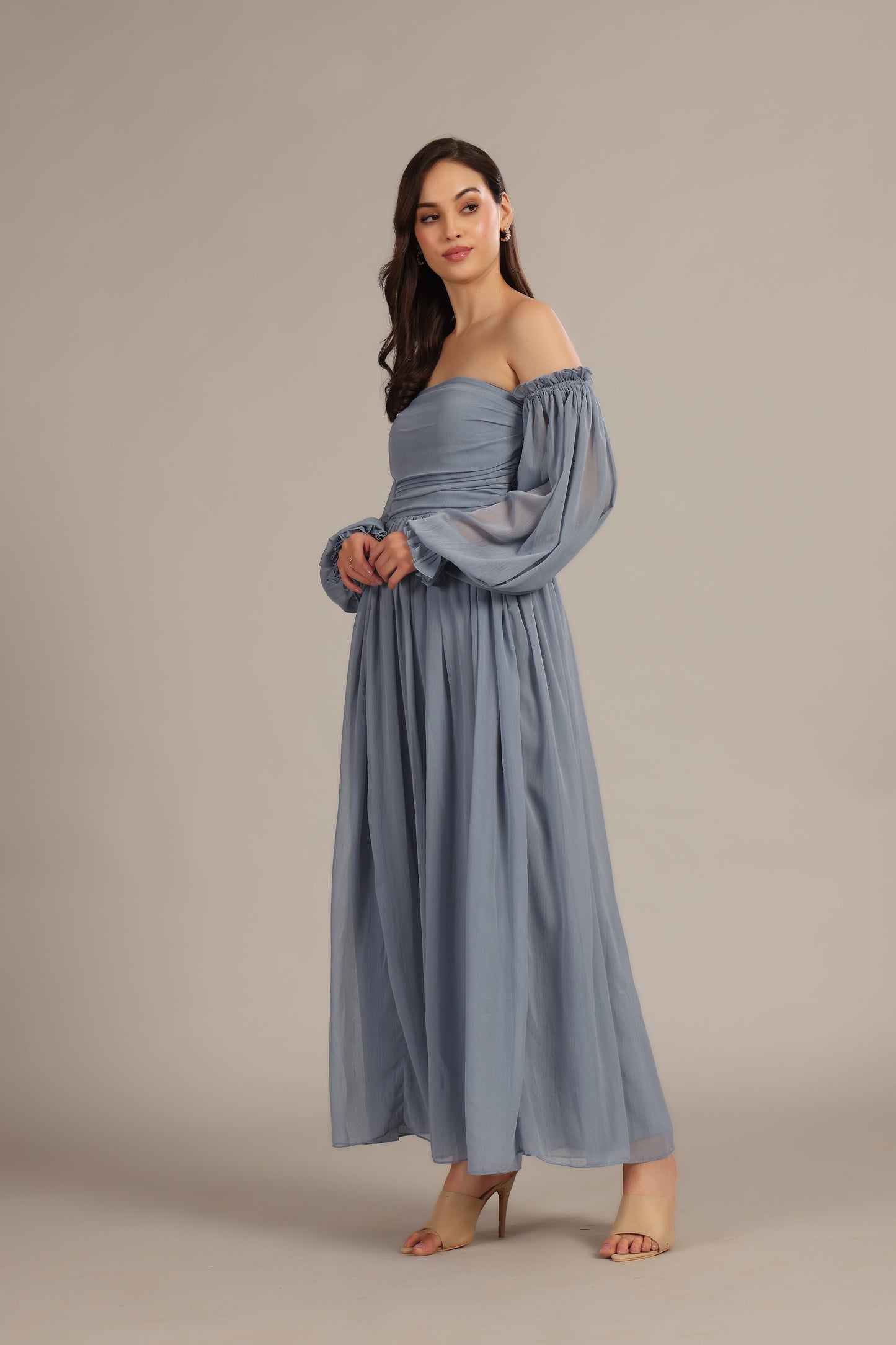 Lana Chiffon Maxi Dress in Dusty Blue