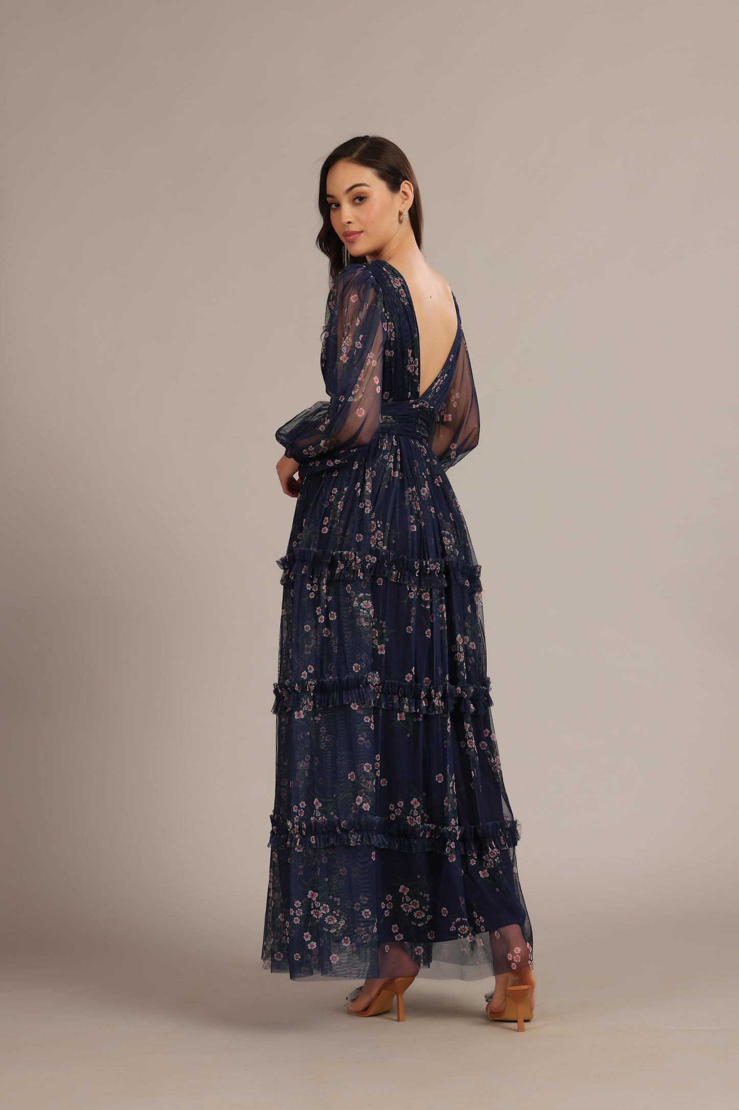 Lydia Maxi Dress in Navy Floral